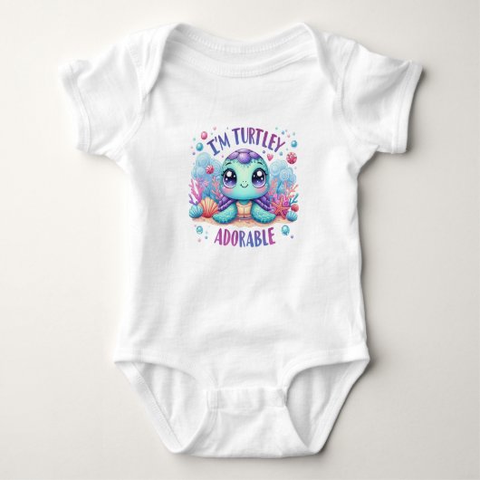 Watercolor ik ben schattig zeeschildpad pastel romper (Voorkant)