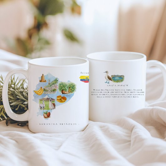 Watercolor Illustrated Map Ecuador | Monogram Koffiemok