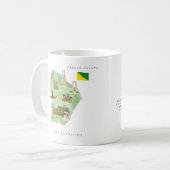 Watercolor Illustrated Map French Guiana Monogram Koffiemok (Voorkant links)