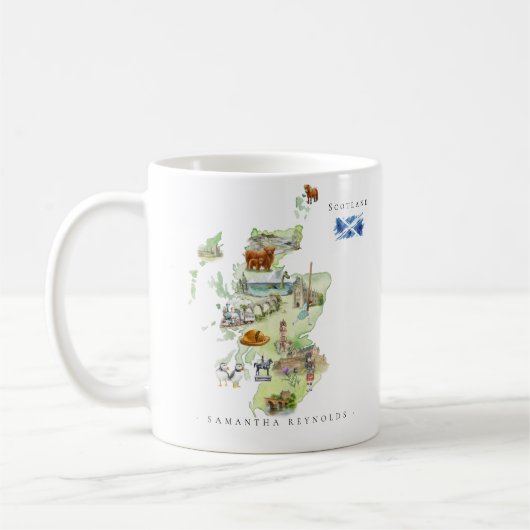 Watercolor Illustrated Map Scotland | Monogram Koffiemok (Links)