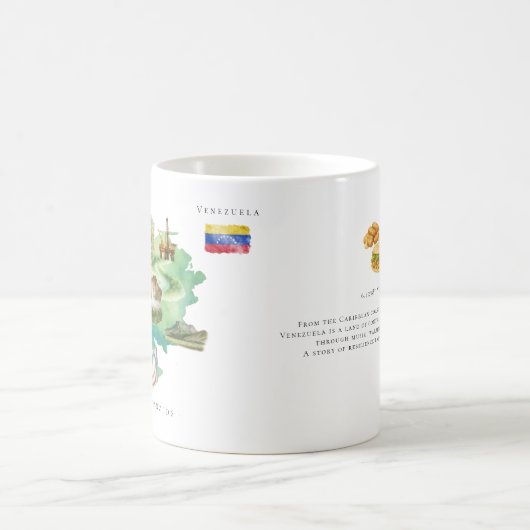 Watercolor Illustrated Map Venezuela | Monogram Koffiemok (Center)