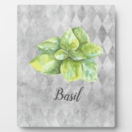 Watercolor illustratie van basilicumkruid   fotoplaat