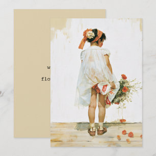 Watercolor Illustratie van Bloemenmeisje Kaart