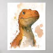 Watercolor illustratie van dinosauriër poster (Voorkant)
