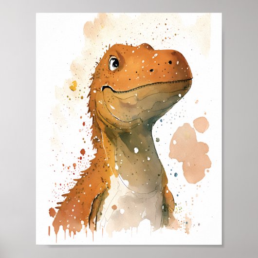 Watercolor illustratie van dinosauriër poster (Voorkant)