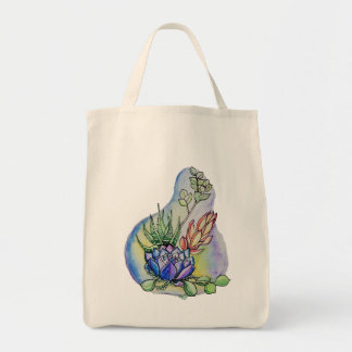 Watercolor Illustratie van een Succulenten Boeket Tote Bag
