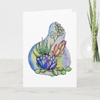 Watercolor Illustratie van een Succulentenboeket Kaart