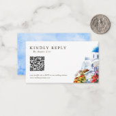 Watercolor Illustration QR Code Wedding RSVP Cards Notitiekaartje (Voorkant / Achterkant in situ)