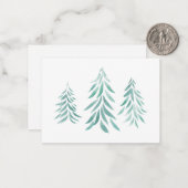 Watercolor Immergroene Bomen Penseelstreken  Notitiekaartje (Voorkant / Achterkant in situ)