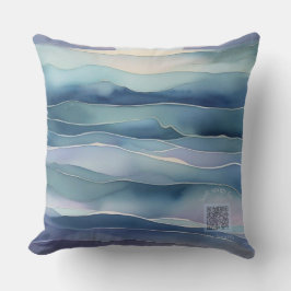 Watercolor Indigo Ocean Moon Nursery Pillow Kussen
