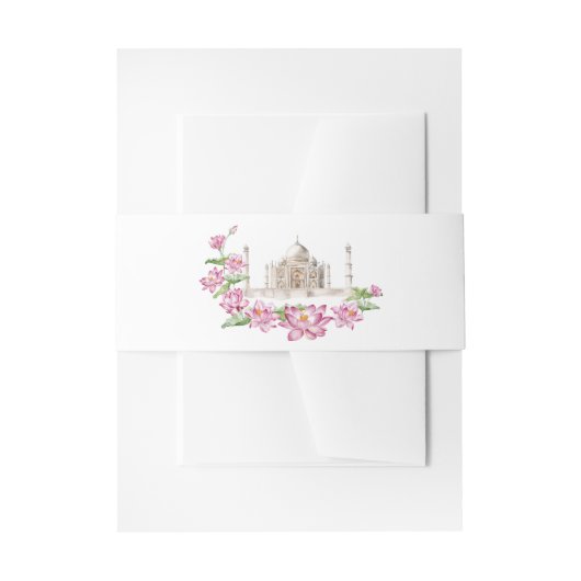 Watercolor Indische Lotus Bloem Taj Mahal Uitnodigingen Wikkel (Voorkant Voorbeeld)