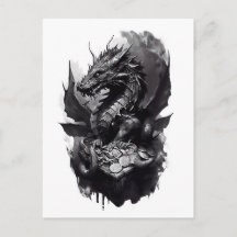 Watercolor ink of northern mythology Fafnir dragon