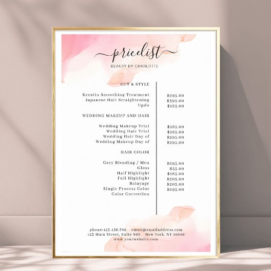 Watercolor Inksalon Prijslijst Poster