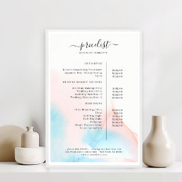 Watercolor Inkt Salon Prijslijst Poster
