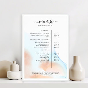 Watercolor Inkt Salon Prijslijst Poster