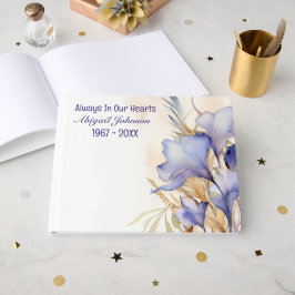 Watercolor Iris Boeket voor Herdenkingsdienst Gastenboek