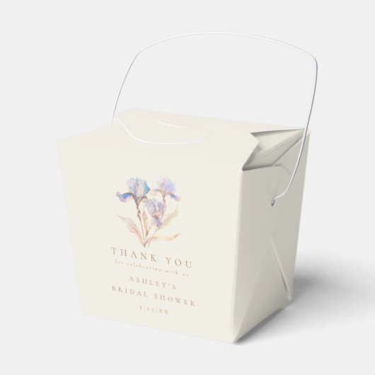 Watercolor Iris Bruiloft Feest Bedankdoosjes (Voorkant Zijde)