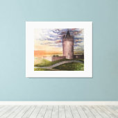 Watercolor Irish Castle in Doolin County Clare Canvas Afdruk (Insitu (Houten vloer))
