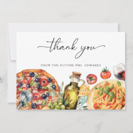 Watercolor Italiaans Eetfestijn Bruidsdouche Bedankkaart