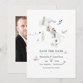 Watercolor Italiaans Huwelijksfeest Foto Save The Date