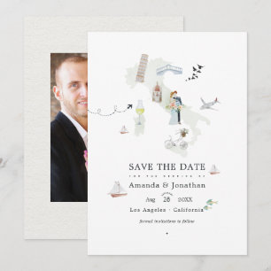 Watercolor Italiaans Huwelijksfeest Foto Save The Date