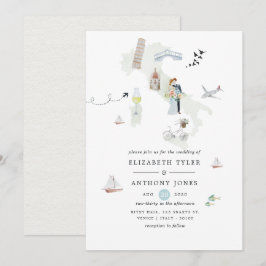Watercolor Italiaans huwelijksfeest Kaart