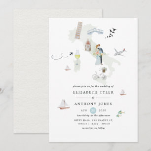 Watercolor Italiaans huwelijksfeest Kaart