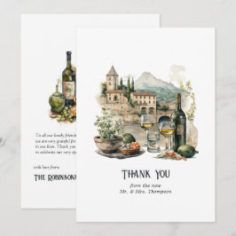 Watercolor Italiaanse Bestemming Huwelijk Bedankkaart