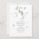 Watercolor Italiaanse QR-code Bestemming Huwelijk Kaart (Voorkant)