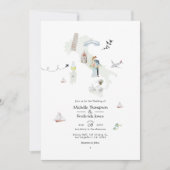 Watercolor Italiaanse QR-code Bestemmingshuwelijk Kaart (Voorkant)
