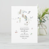 Watercolor Italiaanse QR-code Bestemmingshuwelijk Kaart (Staand voorkant)
