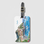 Watercolor Italian Amalfi Coast Name Bagagelabel (Voorkant (verticaal))