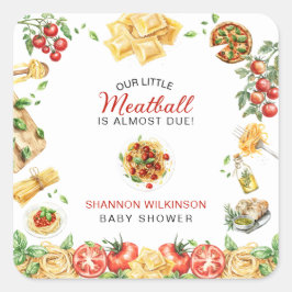 Watercolor Italian Food Meatball Baby Shower  Vierkante Sticker