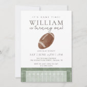 Watercolor It's game time First Birthday Football Kaart (Voorkant)