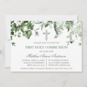 Watercolor Ivy Ferns Sage Green Communion Kaart (Voorkant)