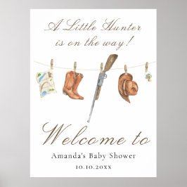 Watercolor Jager Baby Shower Welkom Poster