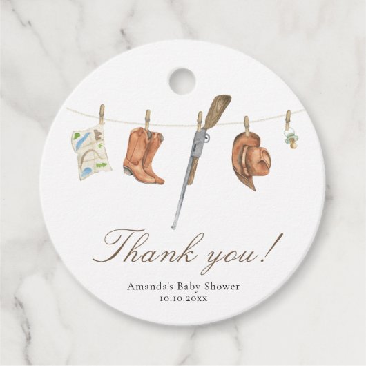 Watercolor jager babyshower bedankt bedankjes labels (Voorkant)