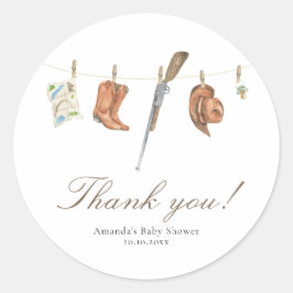 Watercolor jager babyshower bedankt ronde sticker