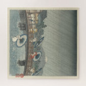 Watercolor Japanese Kittens & Rain Shower Parody  Legpuzzel (Horizontaal)