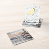 Watercolor Japanese Pagoda & Mount Fuji  Kartonnen Onderzetters (Insitu)