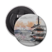 Watercolor Japanese Pagoda & Mt Fuji Bottle Opener (Voorkant)