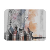 Watercolor Japanese Pagoda & Mt. Fuji Magneet (Horizontaal)