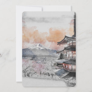 Watercolor Japanse Pagode & Mt. Fuji Kaart