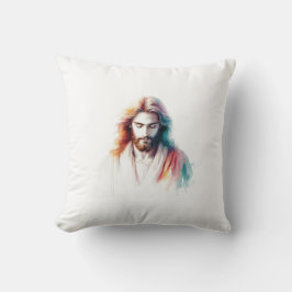 Watercolor Jesus Christ Portrait Serene & Spirit Kussen