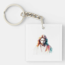 Watercolor Jesus Christ Portrait Serene & Spirit Sleutelhanger