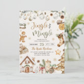 Watercolor Jingle & Mingle Christmas Party Kaart (Staand voorkant)