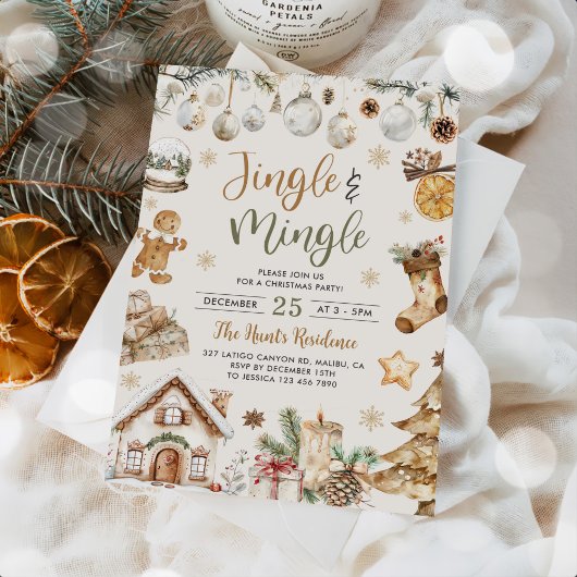 Watercolor Jingle & Mingle Kerstfeest Kaart
