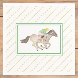 Watercolor Jockey Preakness Feest Paardenrace Goud Servet