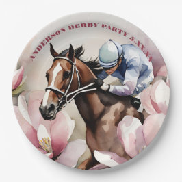 Watercolor Jockey Race Derby Feest Papieren Bordje