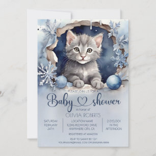 Watercolor jong katje Winter Baby Shower Kaart